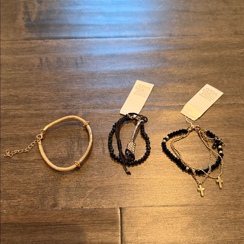 Free Press Gold and Black Bracelet Trio NWT